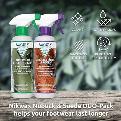 Nikwax Nubuck & Suede Proof DUO-Pack Waterproofing & Cleaning Spray 600ml | Restores DWR & Leather Care thumbnail 3