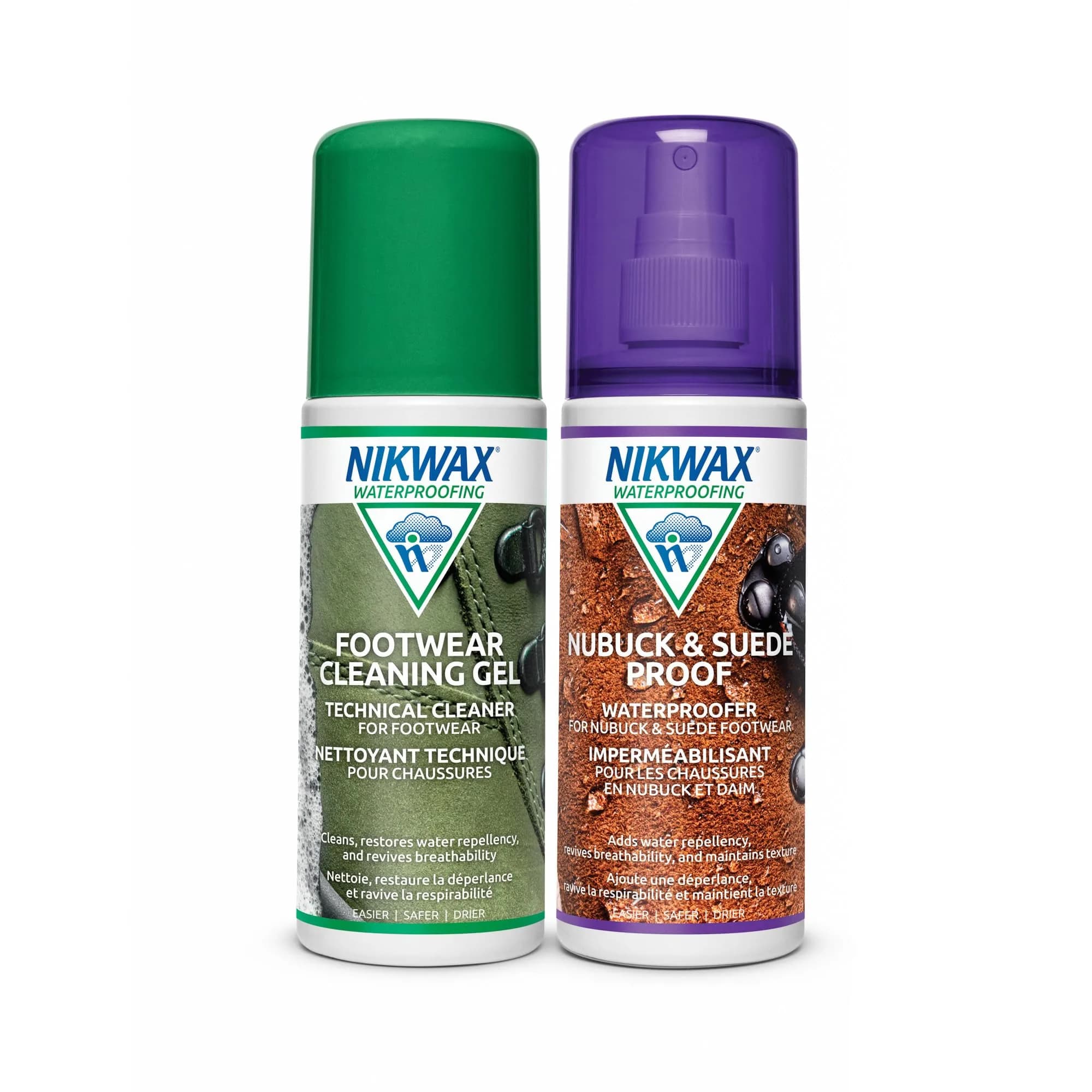 Nikwax Nubuck & Suede Proof DUO-Pack Waterproofing & Cleaning Spray 600ml | Restores DWR & Leather Care — Spray-On / 125ml