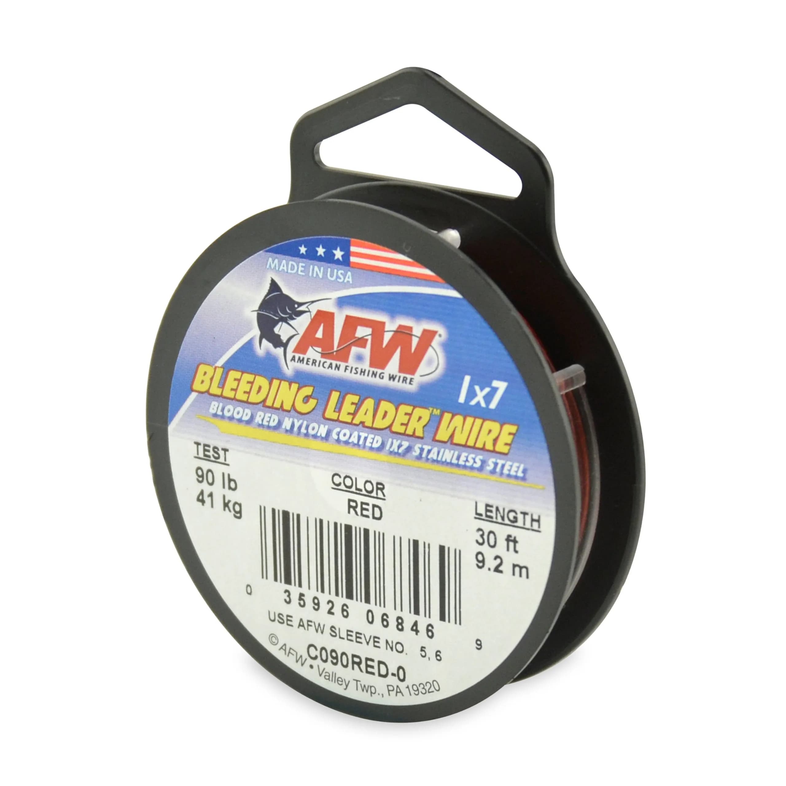 AFW Bleeding Leader Blood Red Nylon Coated 1x7 Stainless Steel Leader Wire 9.14 m (30 Feet) | 13.6 kg (30 Pound) Test — 90 Pound Test
