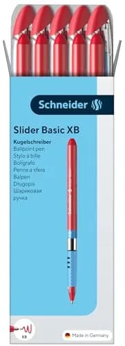 Schneider Slider Basic XB Ballpoint Pen, 1.4 mm, Red Ink, Box of 10 Pens | Smooth Viscoglide Ink Flow thumbnail 5