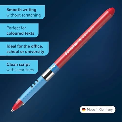 Schneider Slider Basic XB Ballpoint Pen, 1.4 mm, Red Ink, Box of 10 Pens | Smooth Viscoglide Ink Flow thumbnail 2