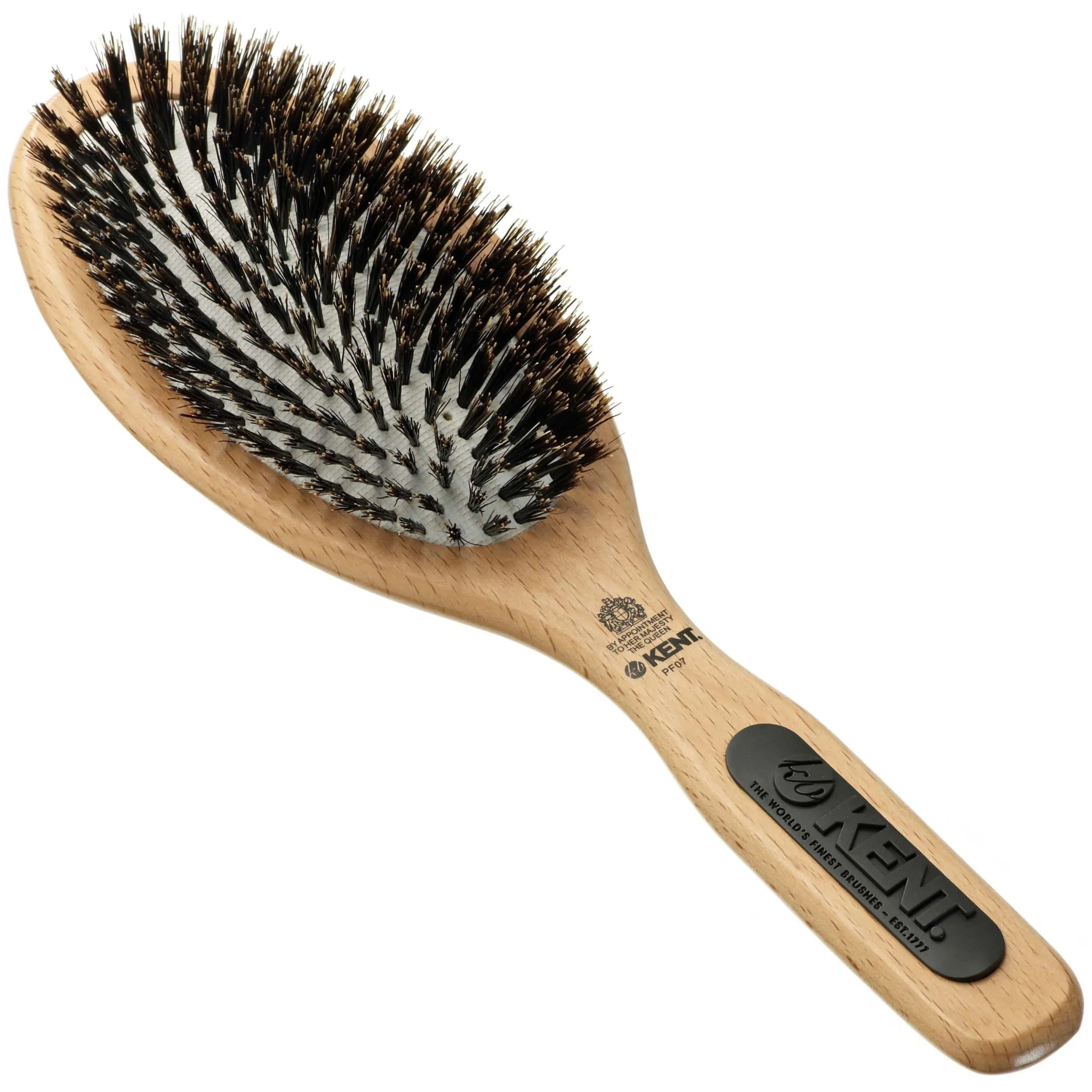 Kent PF02 Small Cushion Detangler Brush – Boar Bristle & Nylon Mix 7" (17.8 cm) | Detangles & Smooths Hair — PF07