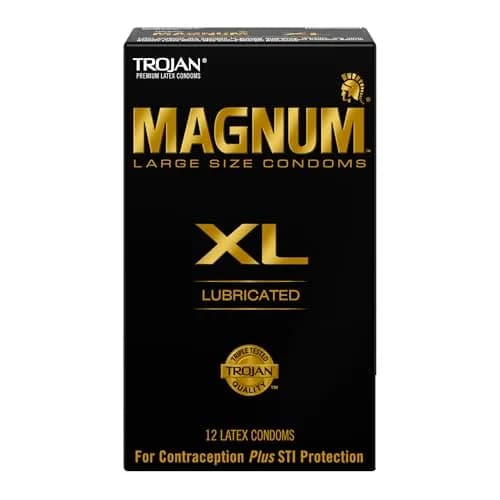 TROJAN Lubricated Magnum XL Large Size Condoms 12 Count | Extra Large Fit for Comfort & Protection thumbnail 1
