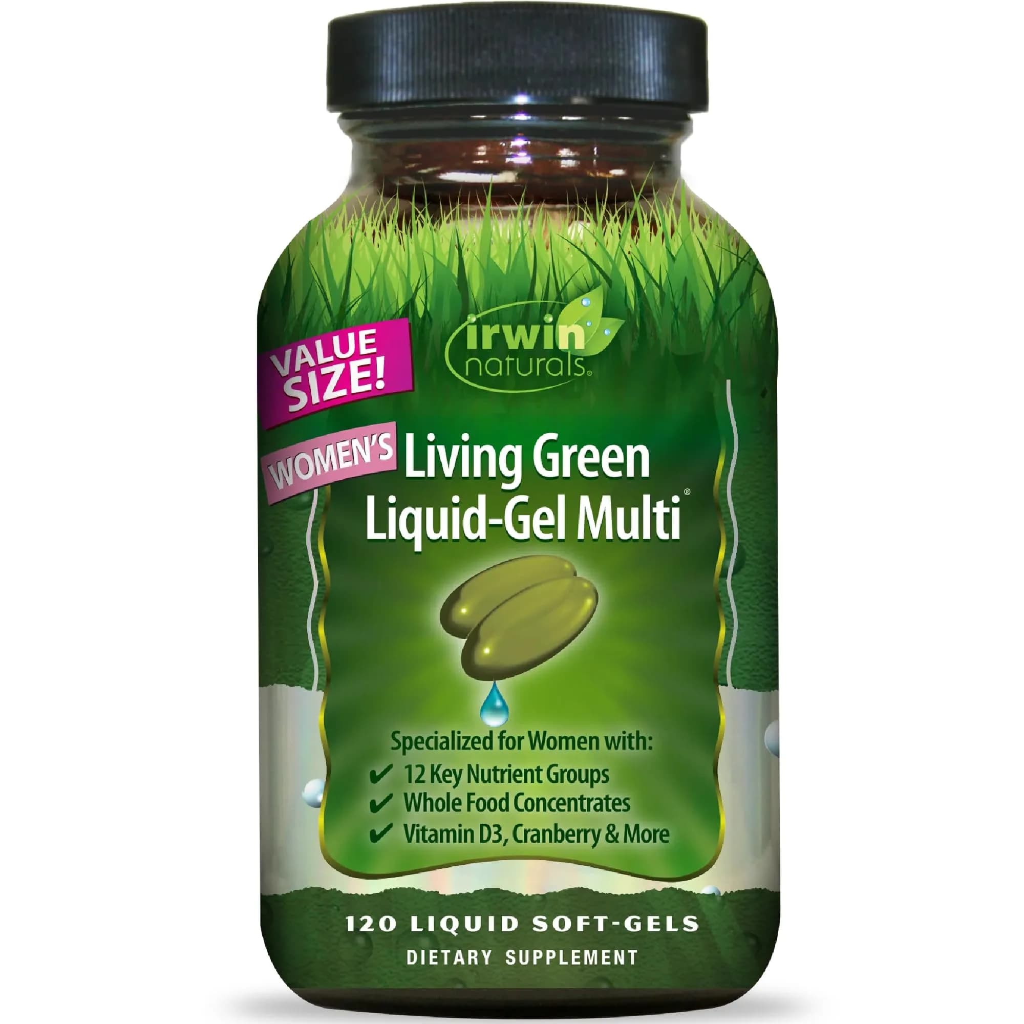 Irwin Naturals Women’s Living Green Liquid-Gel Multivitamins | 120 Softgels for Women’s Vitality & Energy — No Color