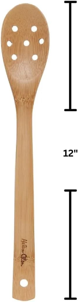 Helen's Asian Kitchen Bamboo Pierced Spoon 30cm (12-Inch) | Stir, Mix, Drain & Serve Foods thumbnail 2
