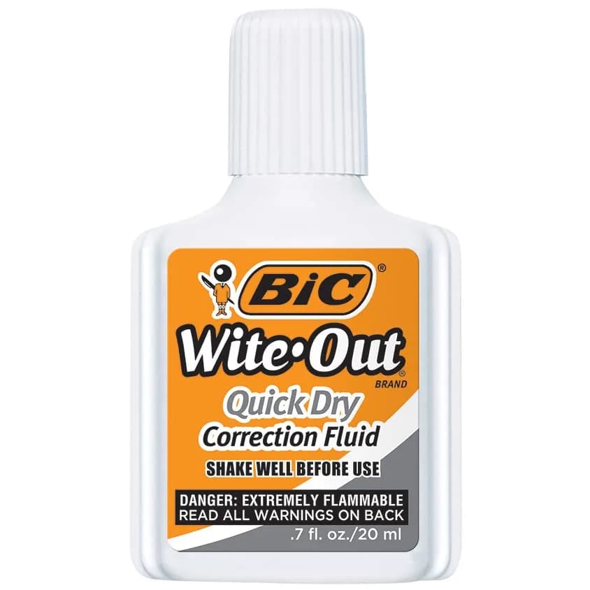 BIC Wite-Out Quick Dry Correction Fluid 20ml | Refillable White Correction Fluid for Office & School thumbnail 2