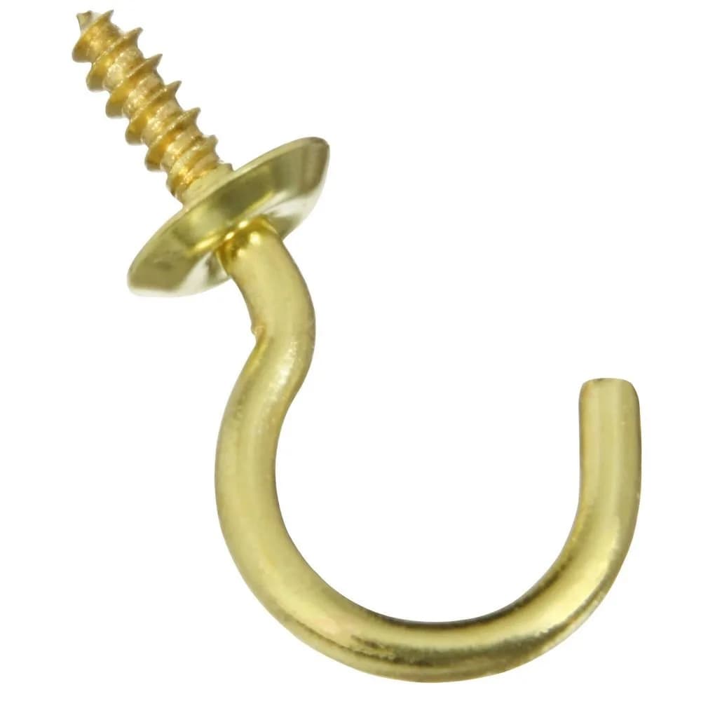 National Hardware N119-727 Solid Brass Cup Hooks 1.5 inch (3.81 cm) | 15 lb Load Capacity — Solid Brass