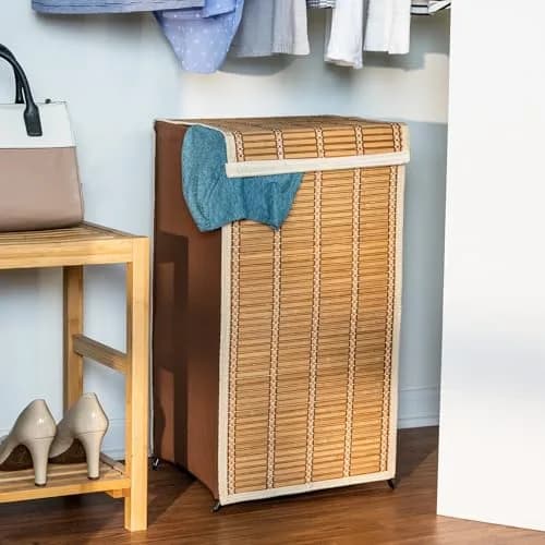 Honey-Can-Do Bamboo Wicker Hamper with Lid 26-Inches Tall | Sustainable Laundry Storage thumbnail 2