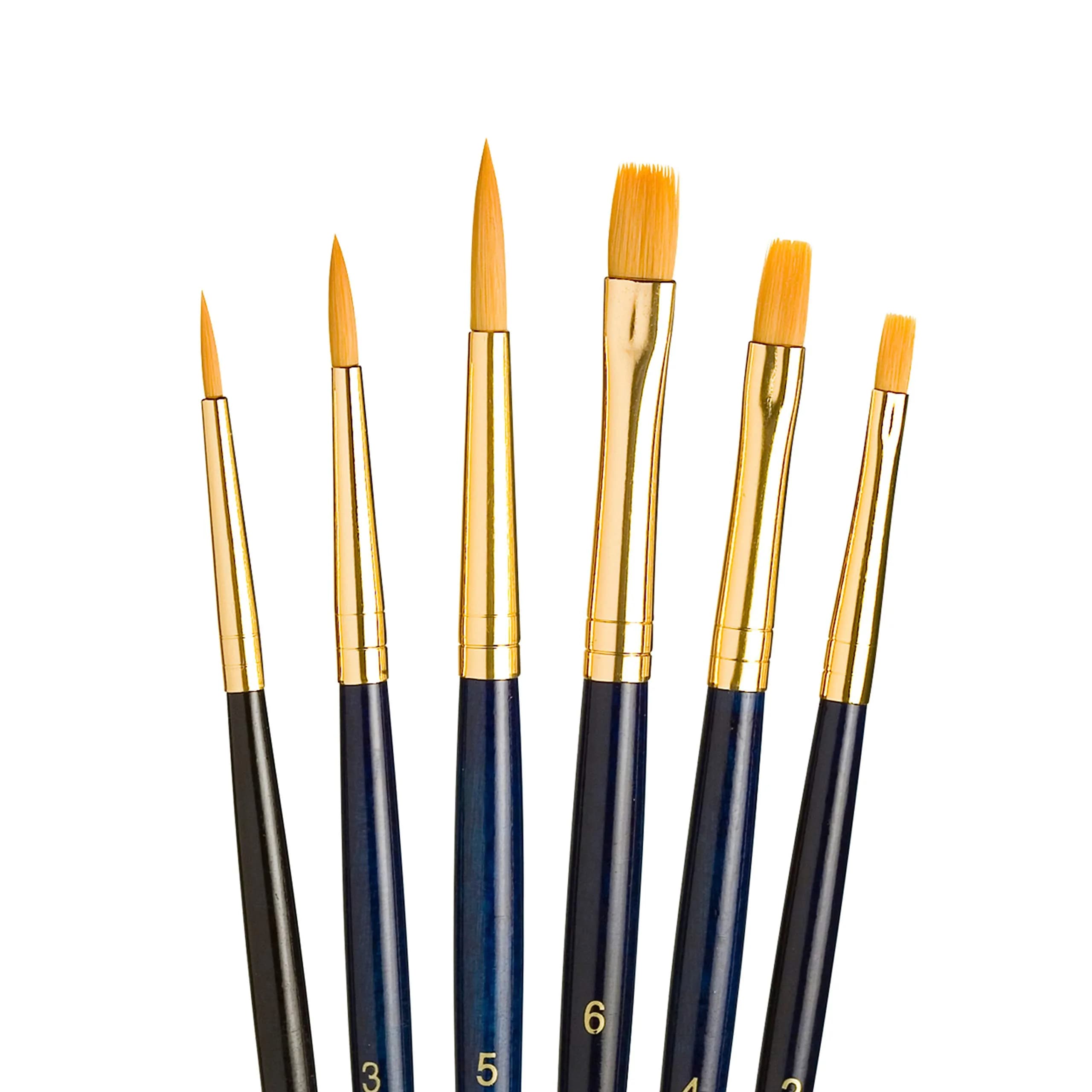 Princeton RealValue Brush Set, 6 Piece | Versatile Synthetic & Natural Bristles — 5 Piece