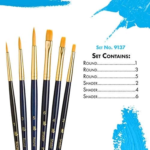 Princeton Real Value Series 9100 Paint Brush Sets | Acrylic, Oil & Watercolor | 1, 3, 5, Shader 2, 4, 6 thumbnail 3