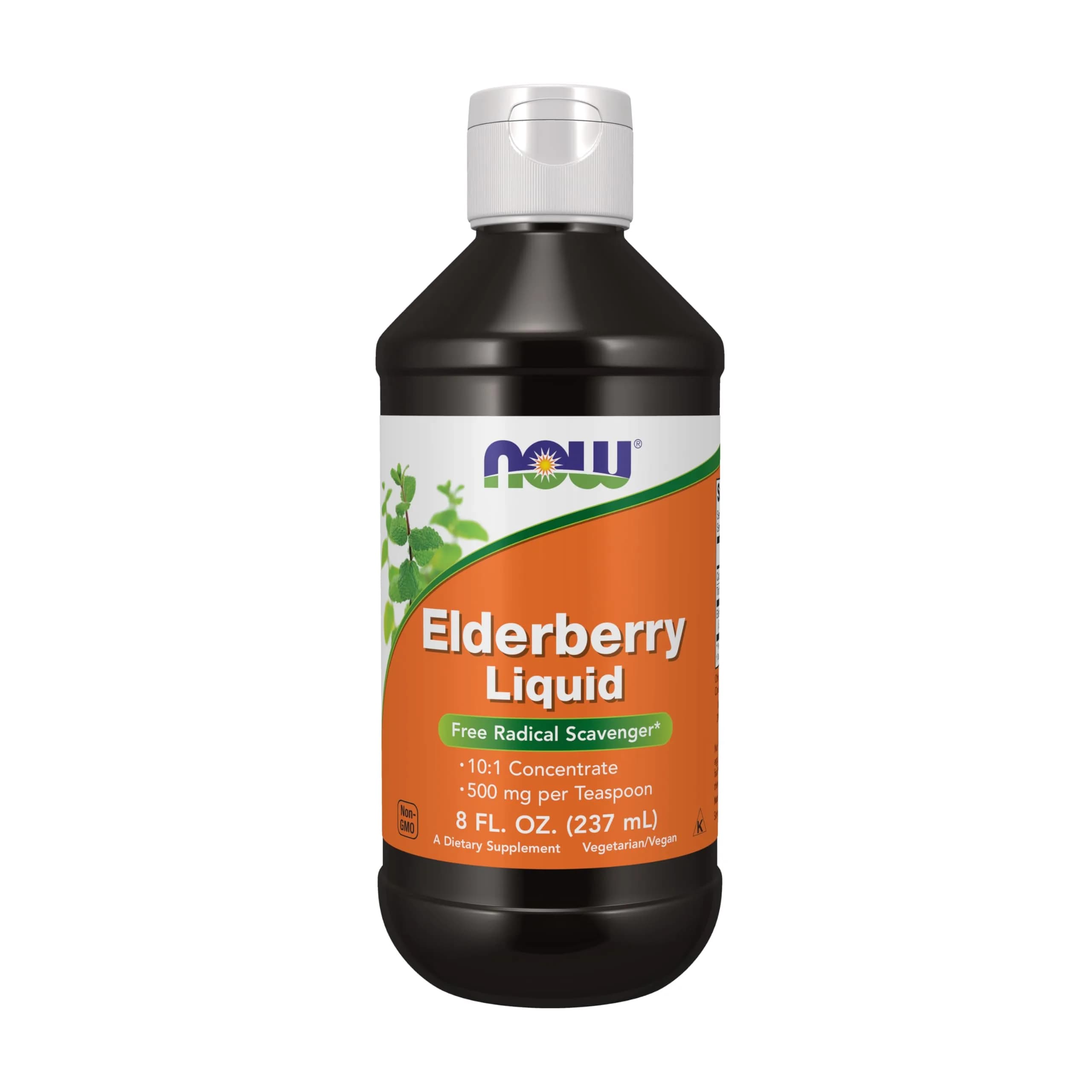 NOW Elderberry Liquid 500 mg 10:1 Concentrate 237ml (8 fl. oz) | Immune Support with Antioxidants — No Color