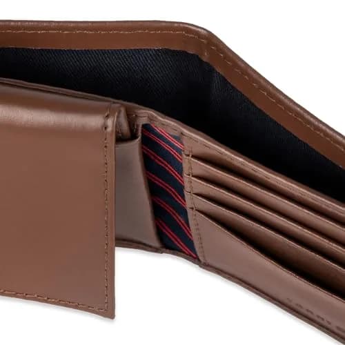 Tommy Hilfiger Men's Leather Bifold Wallet with Removable ID Window | 6 Card Slots, Light Tan thumbnail 3