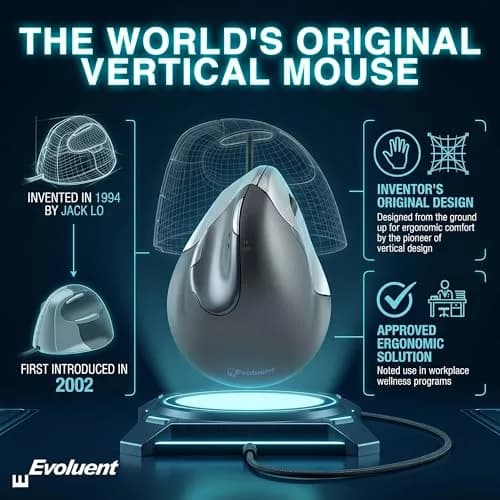 Evoluent Vertical Mouse VM4R Wired Ergonomic Mouse for Right Hand 10.7 cm (4.2 in) | Original Vertical Mouse Design thumbnail 5