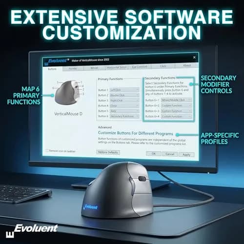 Evoluent Vertical Mouse VM4R Wired Ergonomic Mouse for Right Hand 10.7 cm (4.2 in) | Original Vertical Mouse Design thumbnail 7