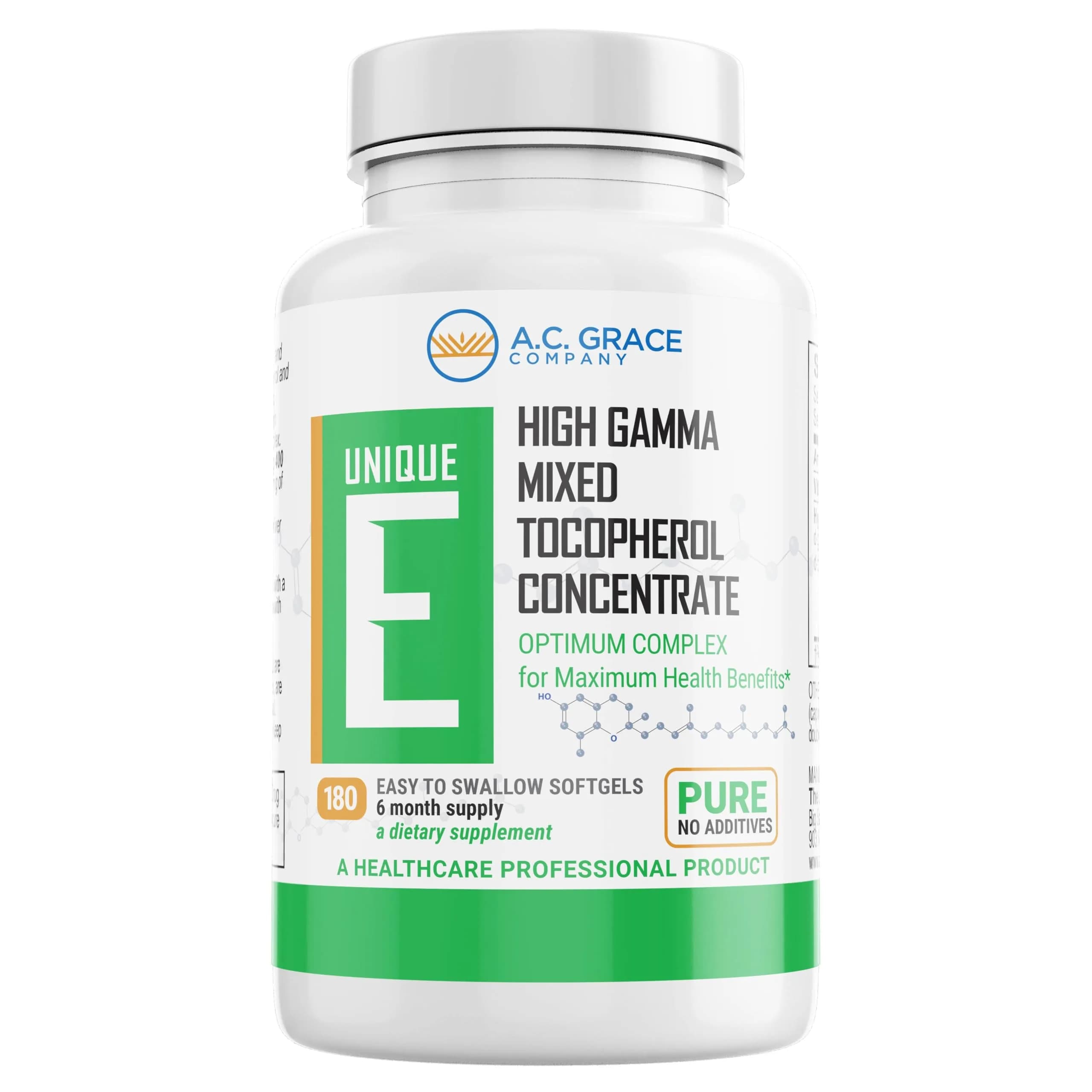 UNIQUE E Mixed Tocopherols Vitamin E Softgels 180 Ct | High Gamma Complex, Natural Antioxidant Support