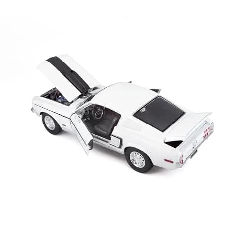 Maisto 1968 Ford Mustang GT Cobra Jet 1/18 Scale Diecast Model Vehicle White | Classic Collector's Replica thumbnail 4