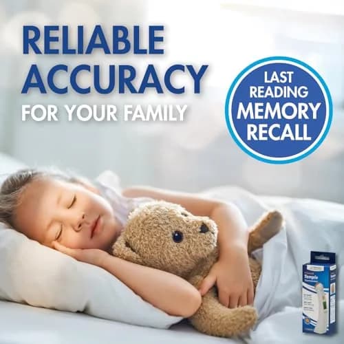Veridian Healthcare Temporal Contact Thermometer LCD Display 6-Second Readout | Fever Alert Backlit Display thumbnail 6