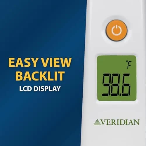 Veridian Healthcare Temporal Contact Thermometer LCD Display 6-Second Readout | Fever Alert Backlit Display thumbnail 7