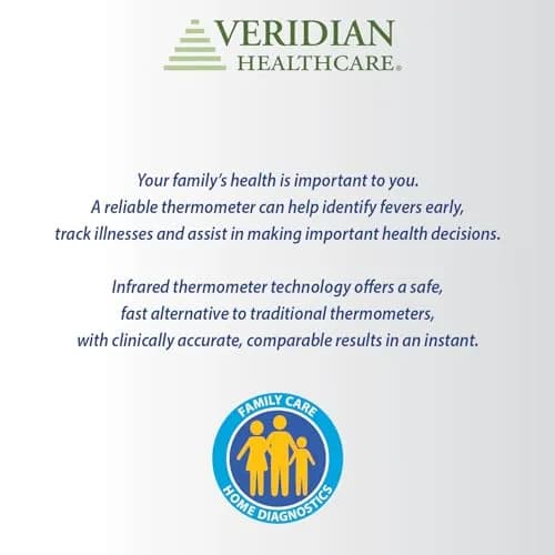 Veridian Healthcare Temporal Contact Thermometer LCD Display 6-Second Readout | Fever Alert Backlit Display thumbnail 9