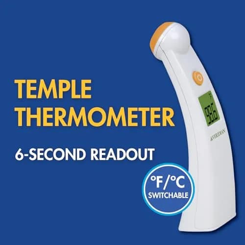 Veridian Healthcare Temporal Contact Thermometer LCD Display 6-Second Readout | Fever Alert Backlit Display thumbnail 2