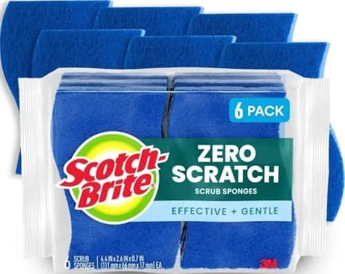 Scotch-Brite Zero Scratch Scrub Sponge 6 Pack | Cleans 3x Quicker, Non-Scratch thumbnail 1