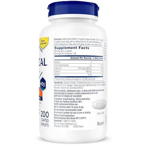 Citracal Petites Calcium Citrate with Vitamin D3 Caplets 200 Count | Bone Health Support thumbnail 7
