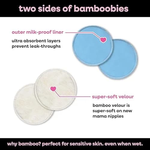Bamboobies Soft Reusable Overnight Nursing Pads for Breastfeeding, 4 Count | Ultra-Soft Velour & Leak-Proof thumbnail 3