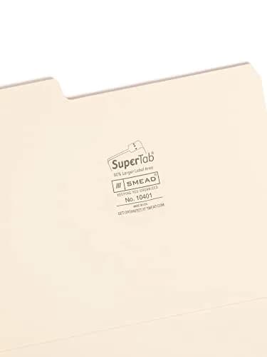 SMEAD SuperTab Heavyweight File Folder, Oversized 1/3-Cut Tab, Letter Size, Manila, 50 Per Box thumbnail 3