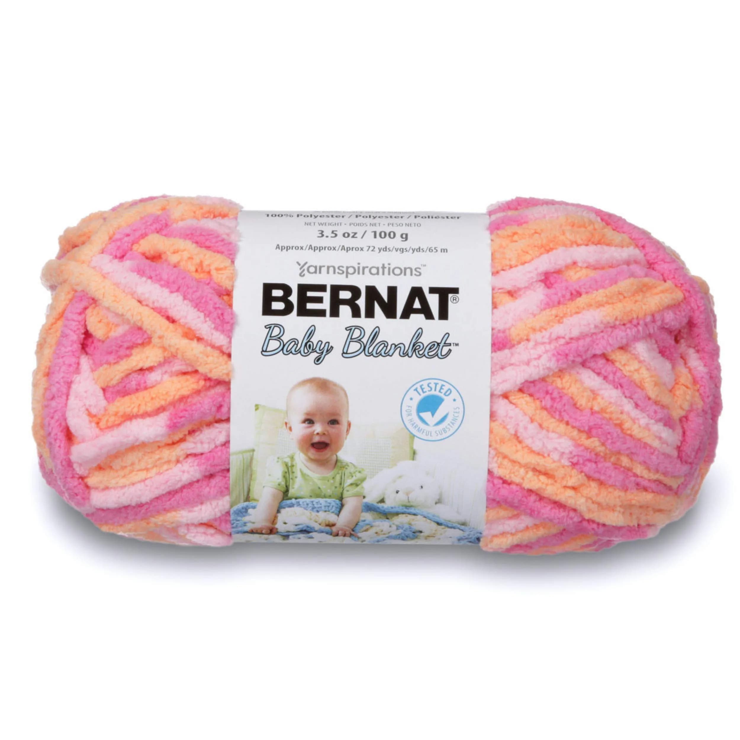 Bernat Baby Blanket Yarn Pink 100g (3.5oz) Super Bulky 6 | Soft Chenille-Style Polyester for Baby Projects — Peachy