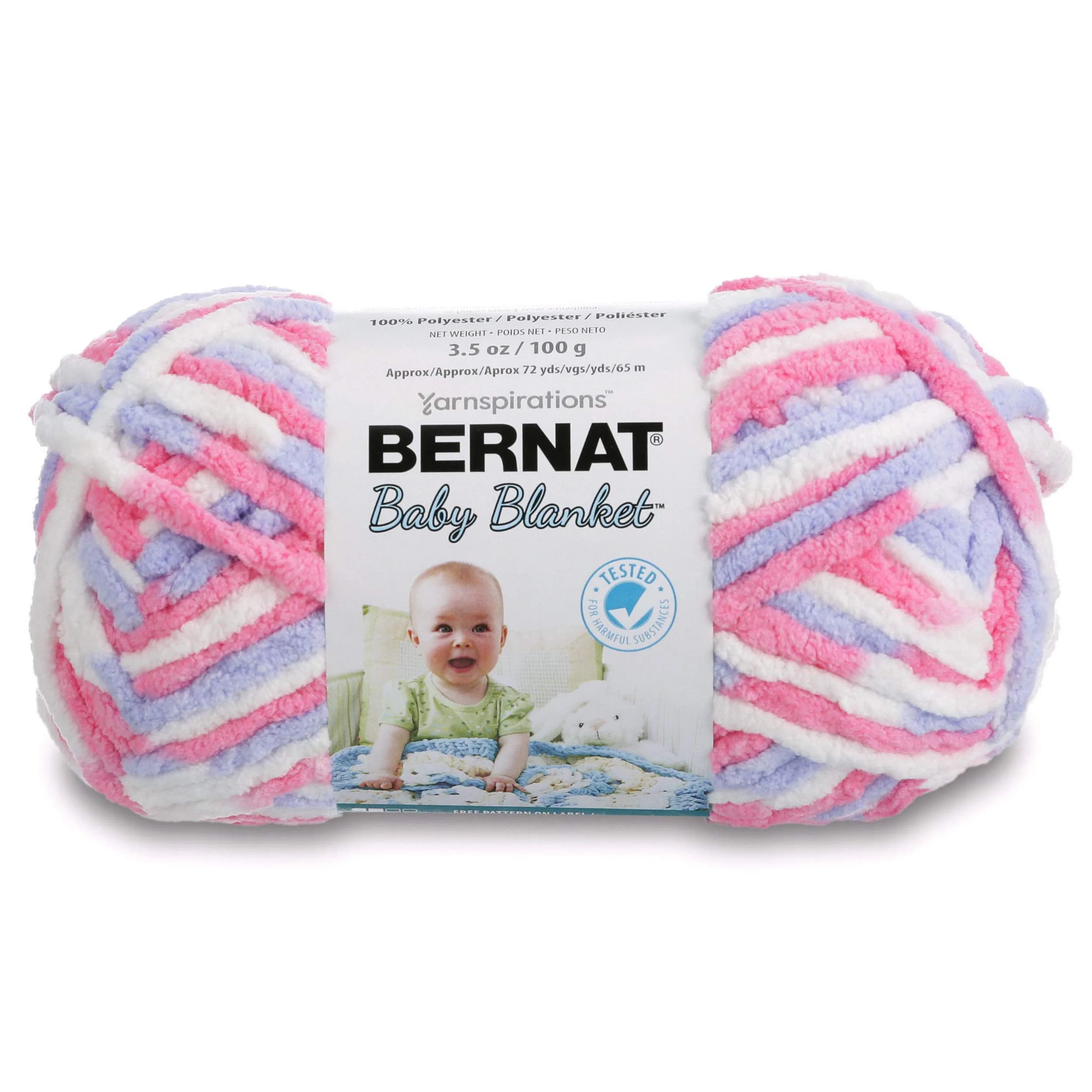 Bernat Baby Blanket Yarn Pink Blue Ombre 100g (3.5oz) | Soft Chenille-Style Yarn for Crochet & Knitting - main product image