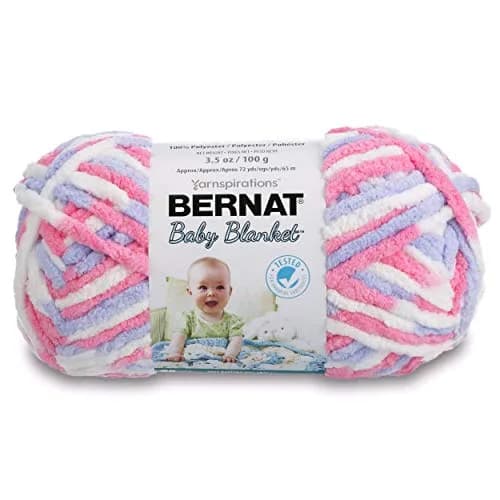 Bernat Baby Blanket Yarn Pink Blue Ombre 100g (3.5oz) | Soft Chenille-Style Yarn for Crochet & Knitting thumbnail 1
