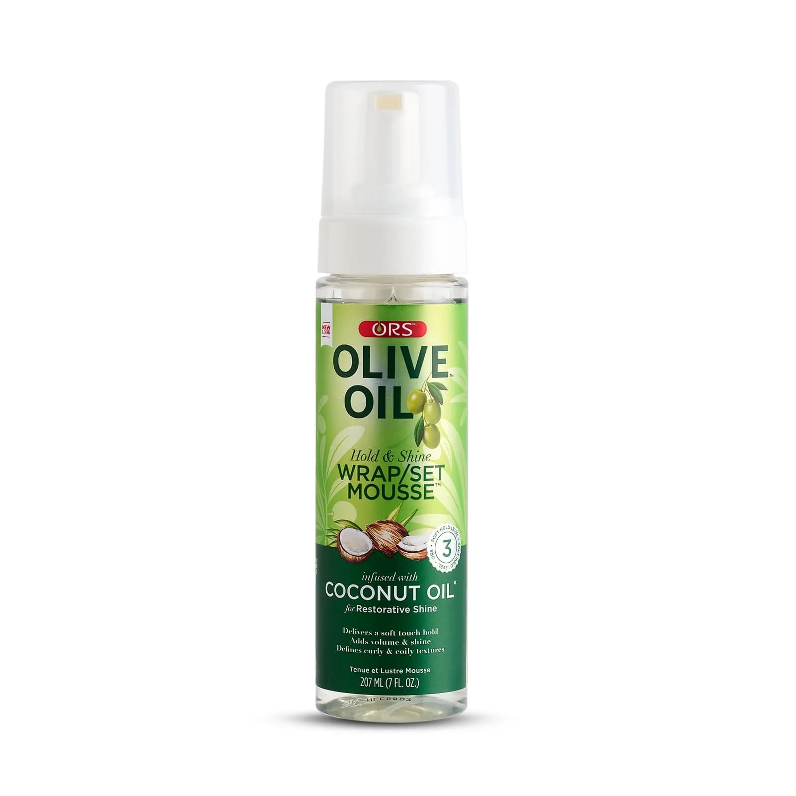 ORS Olive Oil Hold & Shine Wrap Set Mousse 7 Ounce | Nourishing Coconut & Olive Oil for Restorative Shine