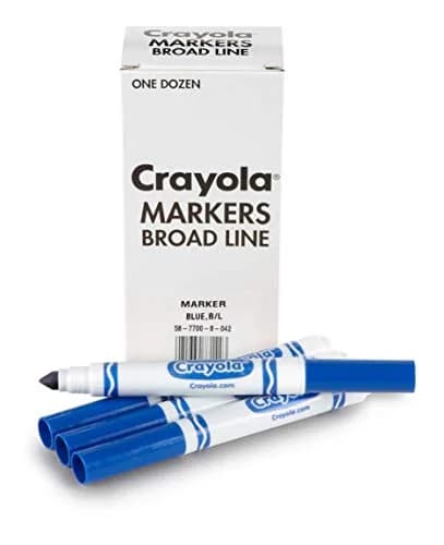 Crayola Broad Line Markers - Blue (12 Count, 2.56cm W x 14.60cm H x 4.70cm L) | Non-Toxic Art Supplies for Kids & Teachers thumbnail 1