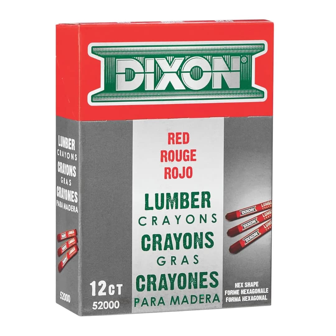 Dixon Industrial Lumber Marking Crayons Soft-Red 12-Pack | Fade-Proof, Water-Proof, Smear-Proof