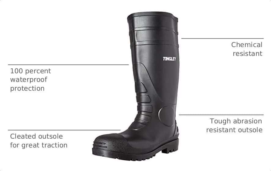 Tingley Men's G1 Steel Toe Work Boots, Black, 14 US (48 EU) | Waterproof Mid-Calf Safety Footwear thumbnail 4