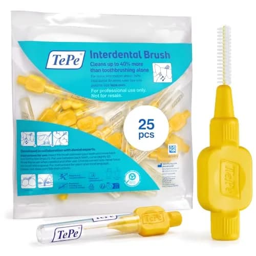 TePe Original Interdental Brush Yellow 0.7mm (25 Count) | Removes 40% More Plaque Than Brushing Alone thumbnail 1