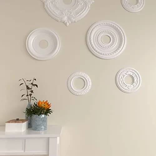 Ekena Millwork Claremont Ceiling Medallion 9"OD x 4 1/2"ID x 1/2"P (22.9cm OD x 11.4cm ID x 1.3cm P) | Lightweight Polyurethane for Easy Installation thumbnail 7