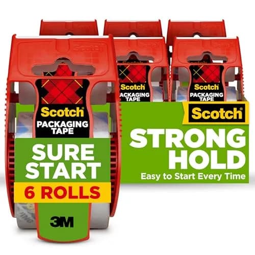 Scotch Sure Start Packing Tape Clear 1.88 in. x 22.2 yd. 6 Rolls | Easy Start & Quiet Unwind thumbnail 1