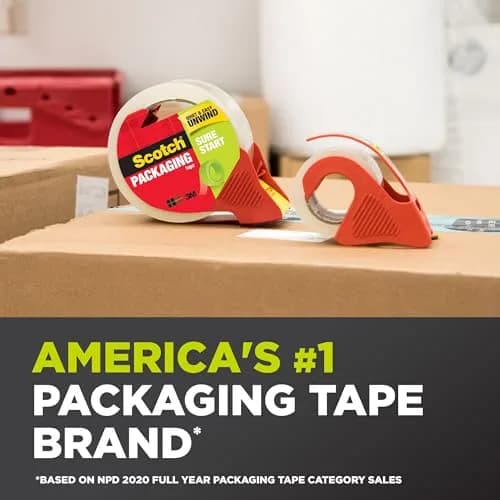 Scotch Sure Start Packing Tape Clear 1.88 in. x 22.2 yd. 6 Rolls | Easy Start & Quiet Unwind thumbnail 2