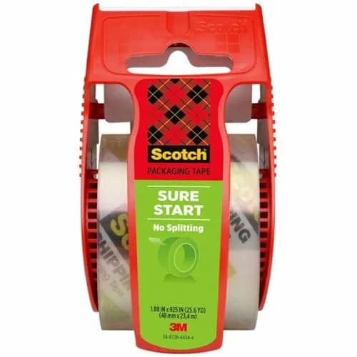3M Scotch Sure Start Packaging Tape with Dispenser, 2 Inches x 800 Inches (5.56 cm x 2032 cm) | Smooth Unwind, Quiet Roll thumbnail 1