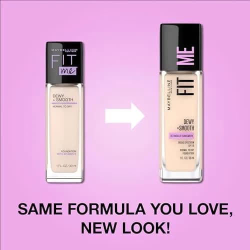 Maybelline Fit Me Dewy + Smooth Liquid Foundation Makeup, Classic Ivory, 1 Fl Oz (30ml) | Hydrating Luminous Finish thumbnail 2