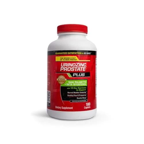 Urinozinc Prostate Support Supplement 180 Caplets | Zinc & Saw Palmetto for Men’s Urinary & Prostate Health thumbnail 1