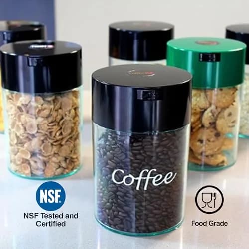 COFFEEVAC 1 LB Airtight Coffee Bean Storage Container | Patented Vacuum Seal, Smell Proof, 1.85L, Black thumbnail 6