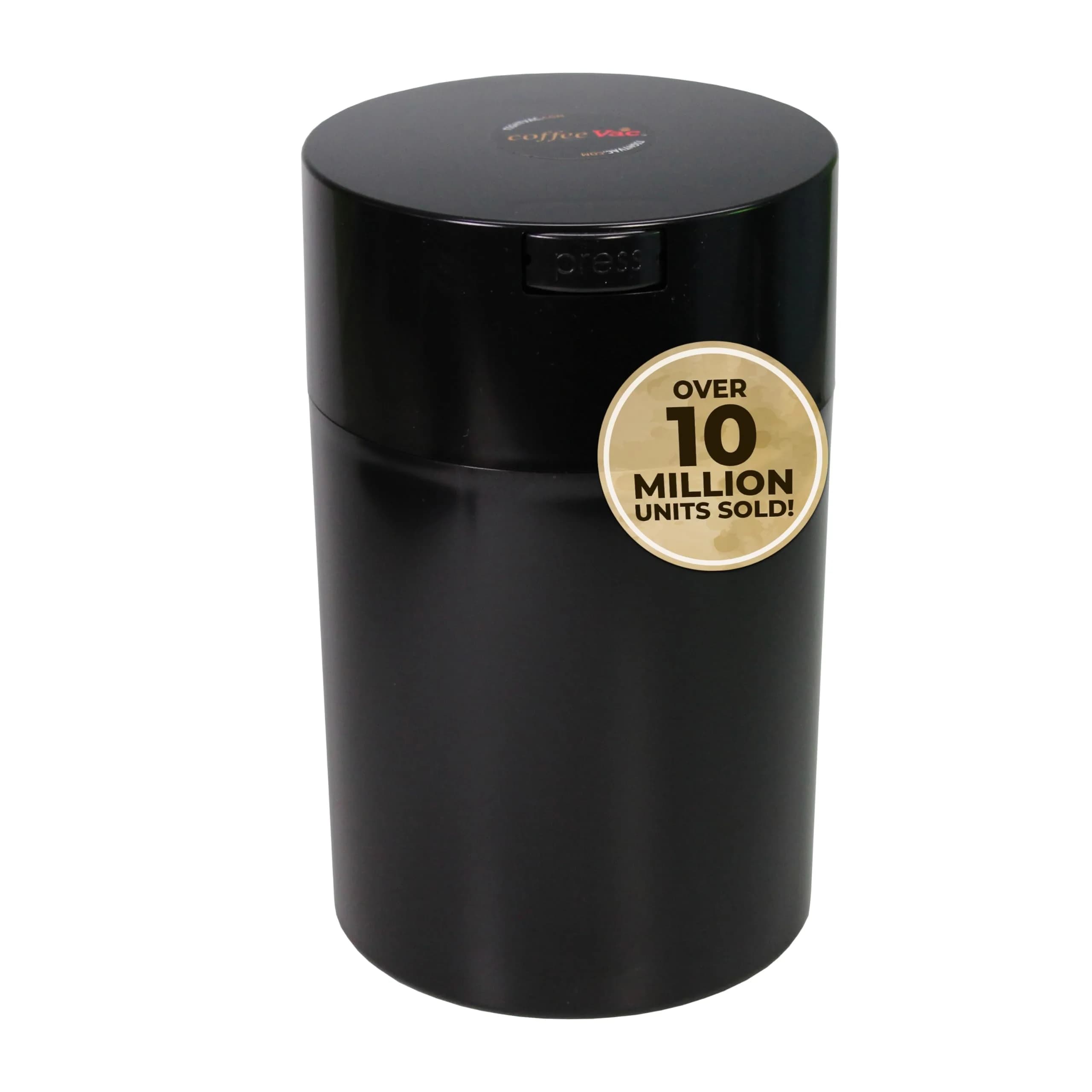 COFFEEVAC 1.85L (1lb) Airtight Vacuum Coffee Container | Keeps Coffee Fresh & Smell-Proof — Black