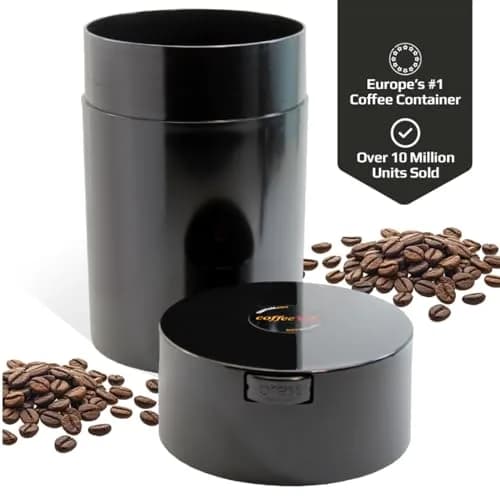 COFFEEVAC 1 LB Airtight Coffee Bean Storage Container | Patented Vacuum Seal, Smell Proof, 1.85L, Black thumbnail 3