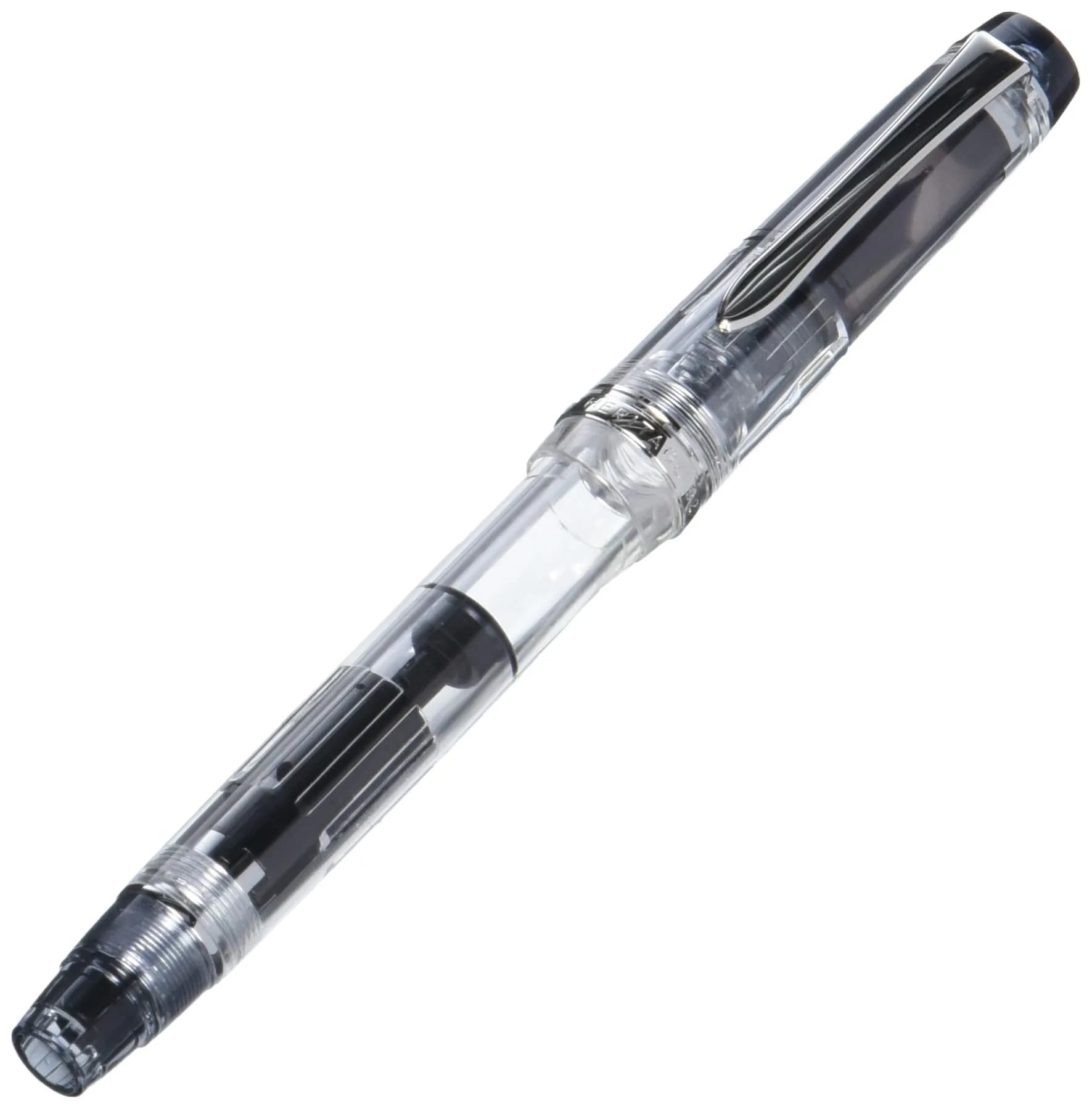Pilot Fountain Pen Custom Heritage 92, Clear Body, M-Nib | See Ink Color & Remaining Ink — Clear