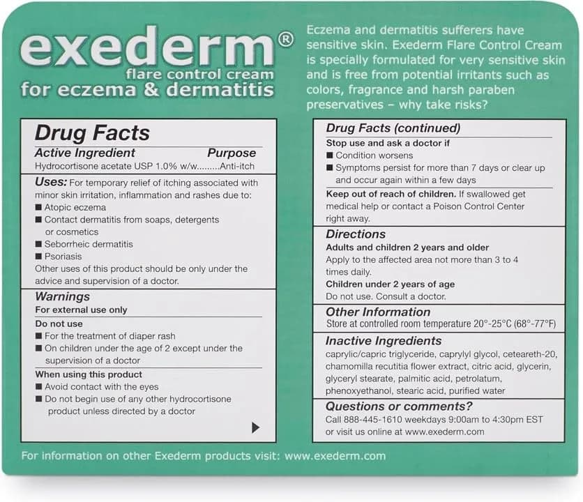 Exederm Flare Control Hydrocortisone Cream for Eczema & Dermatitis 2oz | Fast-Relief for Sensitive Skin thumbnail 8