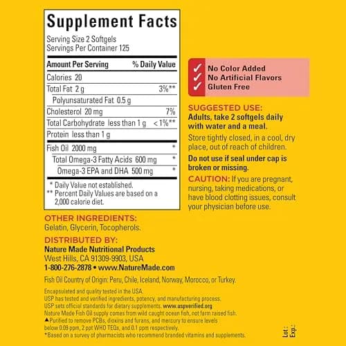 Nature Made Fish Oil Omega 3 Supplements 1000mg Softgels 250 Count thumbnail 6