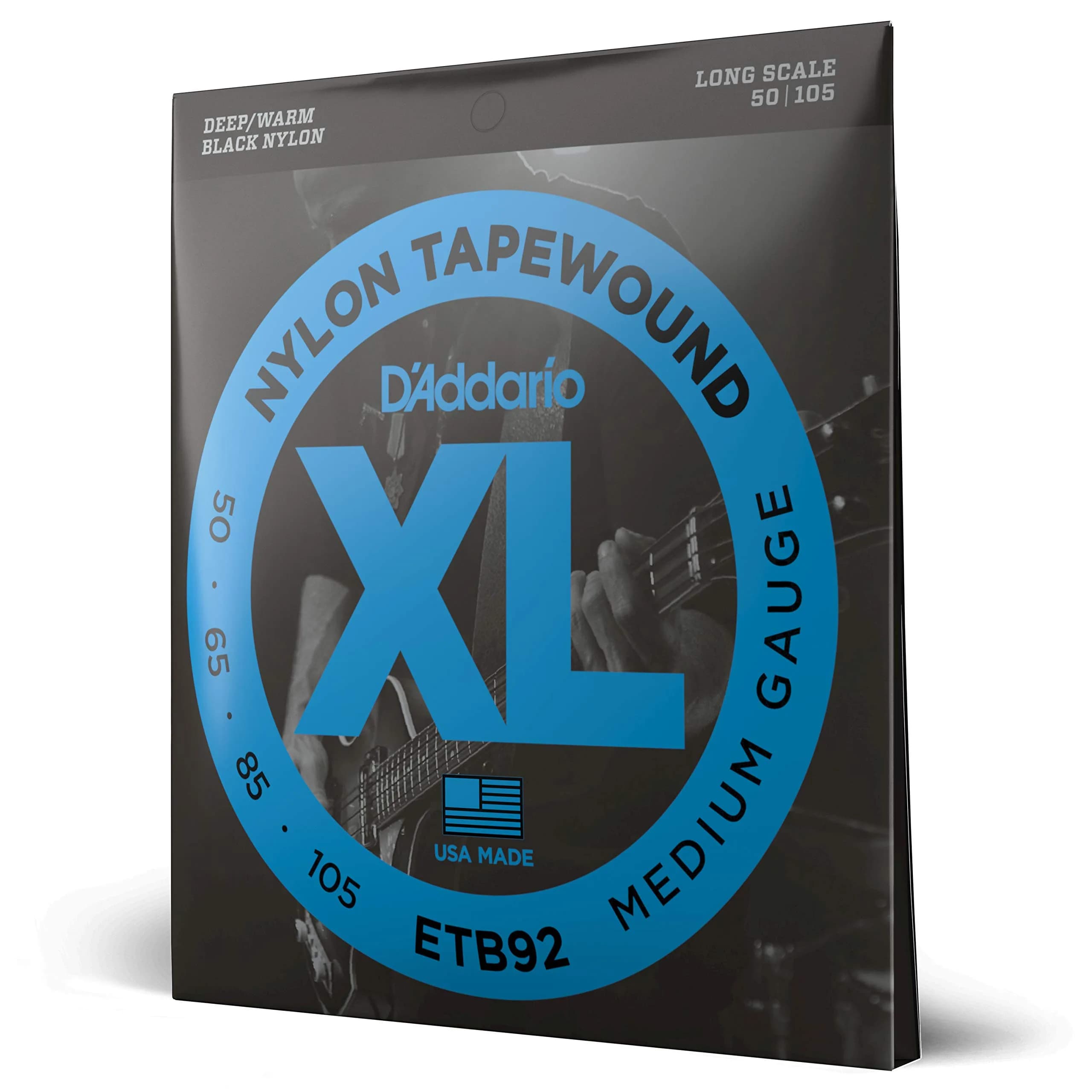 D'Addario Tapewound Bass Strings ETB92M Medium Scale 50-105 | Warm Deep Tone for Bass Guitars — Medium, 50-105 / Long Scale