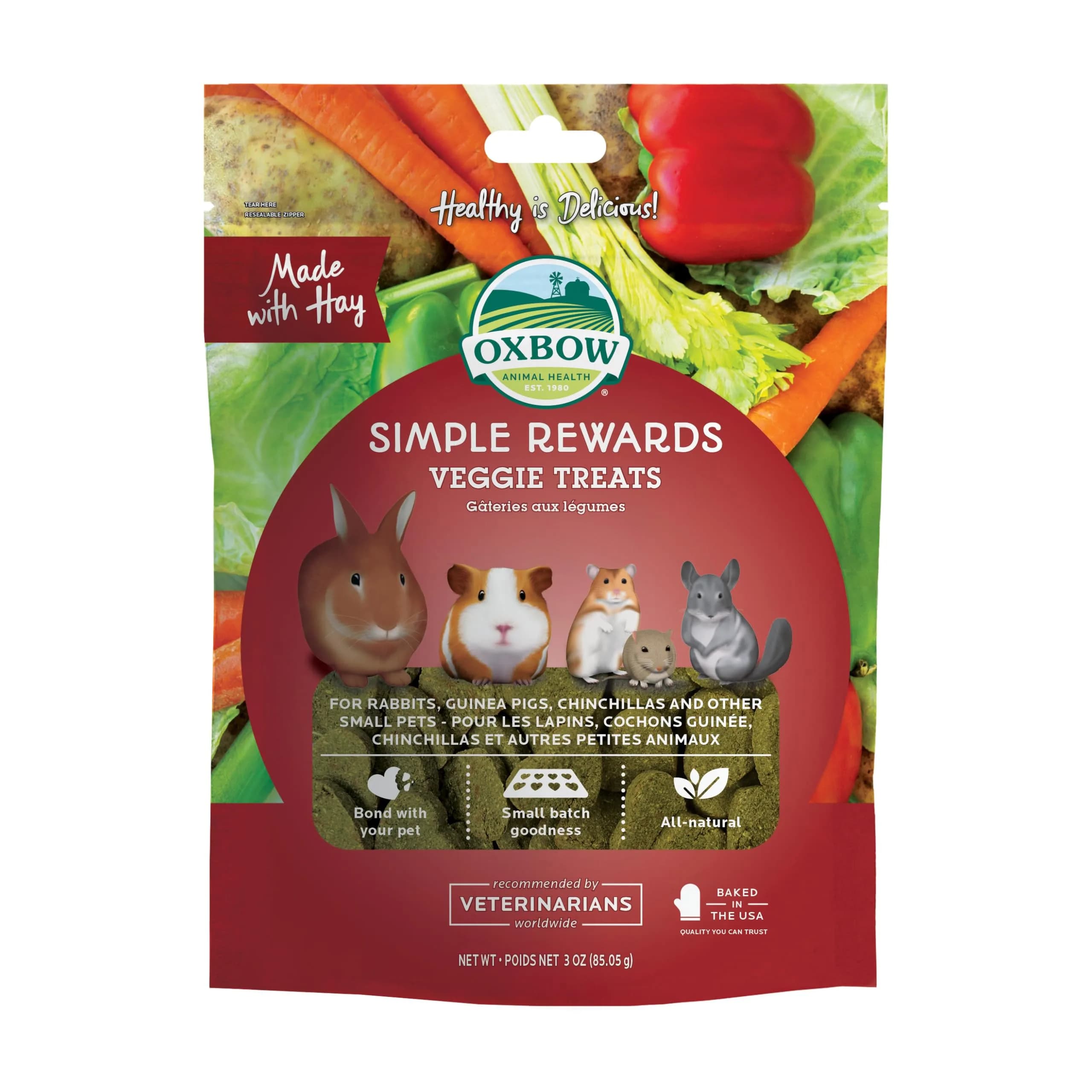 Oxbow Simple Rewards Timothy Treats for Small Pets, 1.4 oz (40g) | High-Fiber Hay Snacks for Digestive & Dental Health — 3 Ounce